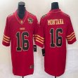 Nike San Francisco 49ers #16 Joe Montana red gold color Rush Limited Jersey with 75th patch