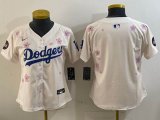 Women 2025 Nike Los Angeles Dodgers beige majestic baseball jerseys Sakura plate