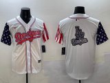 2025 Nike Dodgers white usa flag baseball jerseys Joint name 03