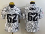 Women Philadelphia Eagles 62# Jason Kelce Nike Arctic Camo 2024 Salute to Service Limited Jersey