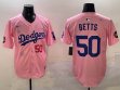 2025 Nike Los Angeles Dodgers 50 Mookie Betts pink fashion majestic baseball jerseys Sakura plate