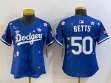 Youth 2025 Nike Los Angeles Dodgers 50 Mookie Betts blue fashion majestic baseball jerseys Sakura plate 01