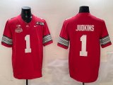 Ohio State Buckeyes #1 Quinshon Judkins red college football jerseys with 2025 championship patch