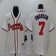 Nike Atlanta Braves #7 Dansby Swanson white majestic baseball jerseys