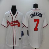 Nike Atlanta Braves #7 Dansby Swanson white majestic baseball jerseys