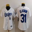 Women Nike Los Angeles Dodgers #31 Tyler Glasnow white fashion MLB baseball Jersey-Joint name-BD 02