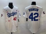 2025 Nike Los Angeles Dodgers#42 Jackie Robinson white fashion majestic baseball jerseys Sakura plate