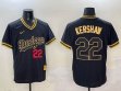 Los Angeles Dodgers #22 Clayton Kershaw black gold majestic baseball jerseys-BD