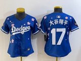 Women 2025 Nike Los Angeles Dodgers #17 Shohei Ohtani blue fashion majestic baseball jerseys Sakura plate 04