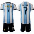 2026 World Cup Argentina Team #7 DE PAUL white skyblue soccer jerseys home