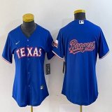 Women Nike Texas Rangers blank blue majestic baseball jerseys 02
