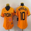Youth Nike Pittsburgh Pirates #10 Bryan Reynolds gold majestic baseball jerseys city version 01
