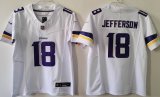 Women Minnesota Vikings #18 Justin Jefferson Nike white Alternate Vapor F.U.S.E. Limited Jersey 01
