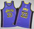 Youth Jordan logo Los Angeles Lakers #23 LeBron James purple NBA Basketball jerseys -TY