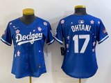 Youth 2025 Nike Los Angeles Dodgers #17 Shohei Ohtani blue fashion majestic baseball jerseys Sakura plate 01