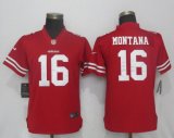 Women Nike San Francisco 49ers 16 Montana Red Color Rush Limited Jersey