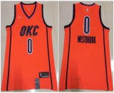 Nike Oklahoma City Thunder #0 Russell Westbrook orange basketball jersey-HL