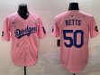 2025 Nike Los Angeles Dodgers 50 Mookie Betts pink fashion majestic baseball jerseys Sakura plate 01