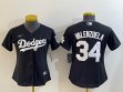 Women Nike Los Angeles Dodgers 34 Fernando Valenzuela black baseball jersey 01