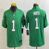 Youth Nike Eagles #1 Jalen Hurts green throwback Color Rush Limited Jersey-BD