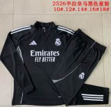 2025-2026 Real Madrid club black kid soccer uniforms with Long Trousers E2511