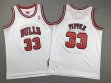 Youth Chicago Bulls 33 Scottie Pippen white throwback basketball jerseys -XD