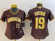 Women Nike San Diego Padres #19 Tony Gwynn brown majestic baseball jersey-BD 01