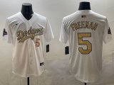 2025 Nike Los Angeles Dodgers #5 Freddie Freeman white gold fashion majestic baseball jerseys