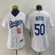 Women Los Angeles Dodgers #50 Mookie Betts white majestic baseball Jerseys