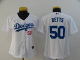 Nike Los Angeles Dodgers #50 Mookie Betts white women majestic baseball jersey