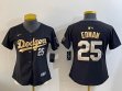 Women Dodgers #25 Tommy Edman Nike black gold fashion baseball Jersey-BD