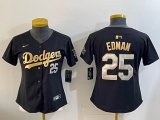 Women Dodgers #25 Tommy Edman Nike black gold fashion baseball Jersey-BD