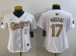 Women 2025 Nike Dodgers #17 Shohei Ohtani white gold fashion majestic baseball jerseys 01