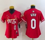 Women Nike St. Louis Cardinals #0 Masyn Winn red majestic Baseball Jersey city version-BD