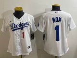 Youth Nike Los Angeles Dodgers #1 Mon white majestic baseball jerseys