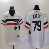 Nike Chicago White Sox #79 Abreu white throwback majestic Baseball Jersey -BD 01