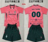 Custom 2026-2027 Werder Bremen club pink green kids soccer jerseys Third away