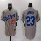 Nike Los Angeles Dodgers #23 Kirk Gibson gray majestic baseball jerseys 01