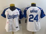 Youth 2025 Nike Los Angeles Dodgers #24 Kobe Bryant white blue fashion majestic baseball jerseys Sakura plate