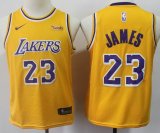 Youth Nike Los Angeles Lakers #23 LeBron James yellow NBA jersey-S8