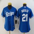 Women Nike Los Angeles Dodgers #21 Walker Buehler blue majestic baseball jersey