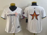Women Houston Astros blank white majestic baseball jerseys Joint name 01