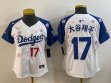 Women 2025 Nike Los Angeles Dodgers #17 Shohei Ohtani white blue fashion majestic baseball jerseys Sakura plate