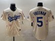 2025 Nike Los Angeles Dodgers #5 Freddie Freeman beige fashion majestic baseball jerseys Sakura plate 01