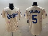 2025 Nike Los Angeles Dodgers #5 Freddie Freeman beige fashion majestic baseball jerseys Sakura plate 01