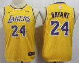 Youth Nike Los Angeles Lakers #24 Kobe Bryant Yellow basketball jersey-S8