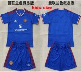 2026-2027 Manchester United club blue kid soccer jerseys Concept version