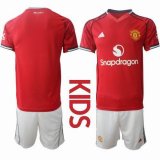 2025-2026 Manchester United club red white kid soccer jerseys home