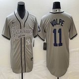 Nike New York Yankees #11 Volpe gray majestic baseball Jerseys Joint name 01