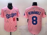 2025 Nike Los Angeles Dodgers #8 Enrique Hernandez pink fashion majestic baseball jerseys Sakura plate